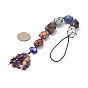 7 Chakra Nuggets Natural Gemstone Pocket Pendant Decorations, Nylon Thread and Gemstone Chip Tassel Hanging Ornaments