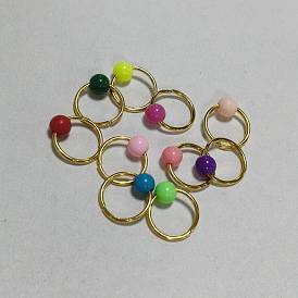 10 Outil de coiffure en acrylique (pièces), avec des anneaux de saut de fer, ronde