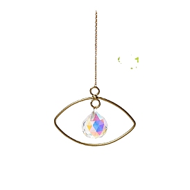 Metal Eye Pendant Decorations, Glass Round Tassel Suncatchers for Outdoor Garden Window Hanging Ornaments