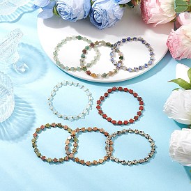 8шт. браслеты из натуральных и синтетических драгоценных камней для женщин, цветка сливы, с латунной бисера
