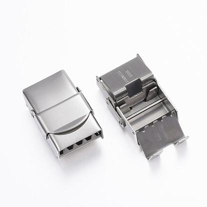 Rectangle 201 Stainless Steel Watch Band Clasps, 25x17x8mm, Hole: 3x14mm