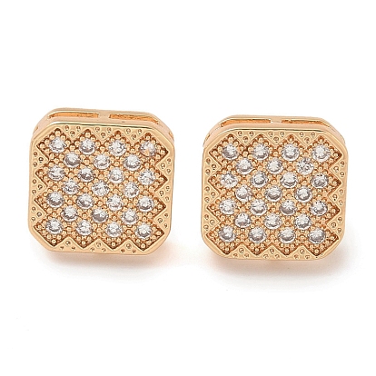 Серьги-гвоздики квадратные из латуни с прозрачным кубическим цирконием, долговечный