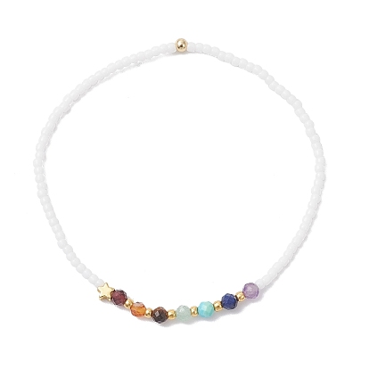 Браслеты из чакрального стекла и натуральных смешанных драгоценных камней для женщин, круглые