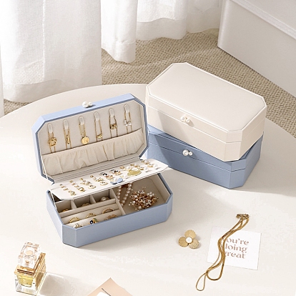 Многослойные шкатулки для драгоценностей из искусственной кожи большой емкости, портативный кейс для хранения ювелирных изделий, для колец серег ожерелий, прямоугольные