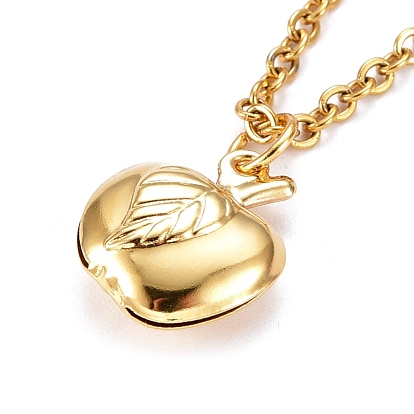Apple Pendant Necklaces, with 304 Stainless Steel Pendants & Cable Chains, Brass Spring Ring Clasps