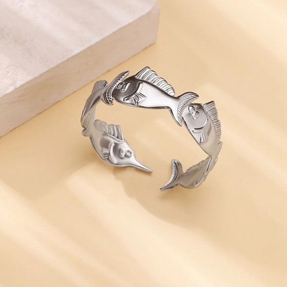 304 женские браслеты-манжеты из нержавеющей стали, рыба