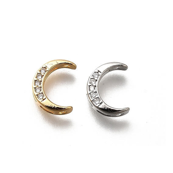 Подвески-соединители из латуни с микро-паве и прозрачными фианитами, без кадмия, без никеля и без свинца, серп