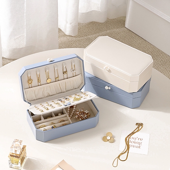 Многослойные шкатулки для драгоценностей из искусственной кожи большой емкости, портативный кейс для хранения ювелирных изделий, для колец серег ожерелий, прямоугольные