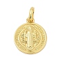 Латунные микро проложить кубического циркония подвески, без кадмия и без свинца, плоский круглый с медальонами святого Бенедикта, с целью перехода в кольце