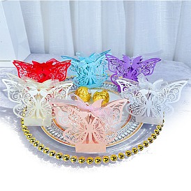 Cajas de embalaje de regalo de dulces de papel para vestido de novia de mariposa hueca de estilo europeo, cajas de almacenamiento plegables para bodas