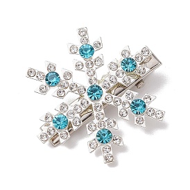 Рождественские заколки для волос из сплава со стразами из кожи аллигатора, с железной стружкой, снежинка