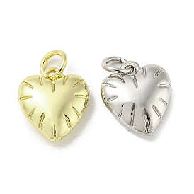 Rack Plating Brass Pendants, with Jump Ring, Cadmium Free & Lead Free, Long-Lasting Plated, Heart Charms