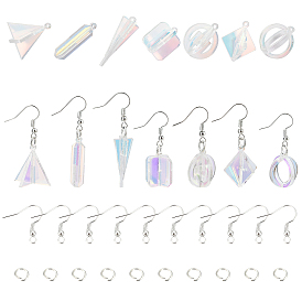 SUPERFINDINGS DIY Earring Making, with Transparent Acrylic Pendants, Laser Style, Loops, Brass Open Jump Rings and Earring Hooks