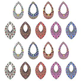 45 шт. 9 стили подвески из липы с принтом, назад случайный цвет, конский глаз и слеза