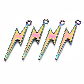 Rainbow Color Alloy Pendants, Cadmium Free & Lead Free, Lightning Bolt