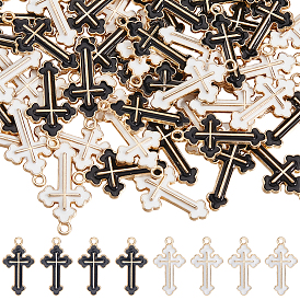 60 шт 2 цвета сплава эмалевые подвески, крестик, золотой свет