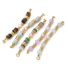 Подвески/звенья из натурального драгоценного камня и пластиковой имитации жемчуга в виде диска/круглой бусины, с 304 фурнитурой из нержавеющей стали, реальный 18 k позолоченный