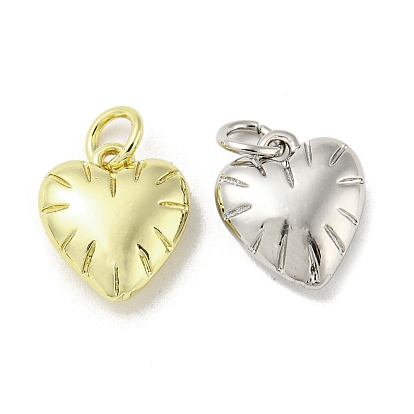 Acumular colgantes de chapado de latón, con anillo de salto, sin plomo y cadmio, larga duración plateado, encantos del corazón