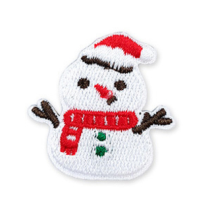 Christmas Theme Computerized Embroidery Polyester Self-Adhesive /Sew on Patches, Costume Accessories, Appliques, Snowman