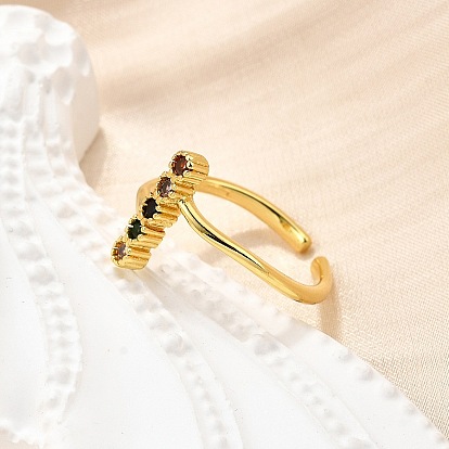 Манжеты из латуни с микро паве кубический цирконий для женщин, без кадмия, без никеля и без свинца, придерживаться