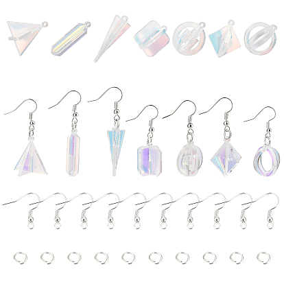 DIY Earring Making, with Transparent Acrylic Pendants, Laser Style, Loops, Brass Open Jump Rings and Earring Hooks