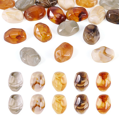 20шт 5 цветные кабошоны из непрозрачной смолы, Имитация янтаря, самородки, граненые
