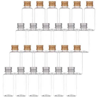 50Pcs 2 Colors PET Plastic Mini Storage Bottle, Travel Bottle, for Cosmetics, Cream, Lotion, liquid, with Aluminum Screw Top Lid