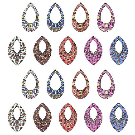 45 шт. 9 стили подвески из липы с принтом, назад случайный цвет, конский глаз и слеза