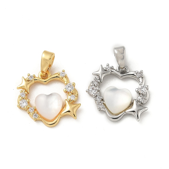 Подвески из латуни с микропаве из циркония, с оболочкой, сердце прелести