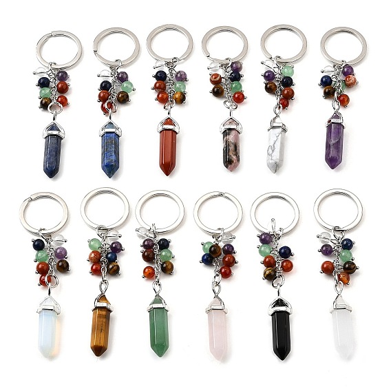 Бусины из натуральных и синтетических драгоценных камней с кольцами из сплава и железа