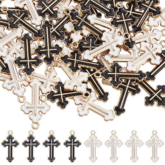 60 шт 2 цвета сплава эмалевые подвески, крестик, золотой свет