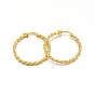 Twist Ring 304 Stainless Steel Hoop Earrings, Hypoallergenic Earrings, 36x35x2.5mm, Pin: 1x0.5mm