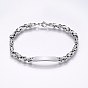 201 Stainless Steel ID Bracelets, Byzantine Chain, with Lobster Claw Clasps