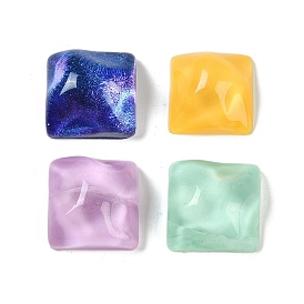 Translucent Epoxy Resin Decoden Cabochons, Water Ripple Square