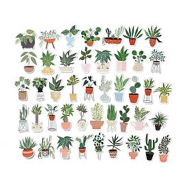 44Pcs 44 Styles Plant Theme Paper Stickers Sets, Adhesive Decals for DIY Scrapbooking, Photo Album Decoration