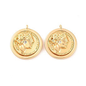 Латунные микропаве прозрачные подвески с фианитом, без кадмия, без никеля и без свинца, раунд с Александром Великим