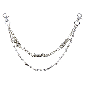1Pc Zinc Alloy Thorn Double Layer Chain Belts for Pants, with Iron Clasps