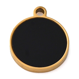 304 из нержавеющей стали шармы эмали, плоский круглый шарм, золотые, ионное покрытие (ip)