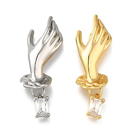 Латунные микро проложить кубического циркония подвески, без кадмия, без никеля и без свинца, руки с прямоугольником