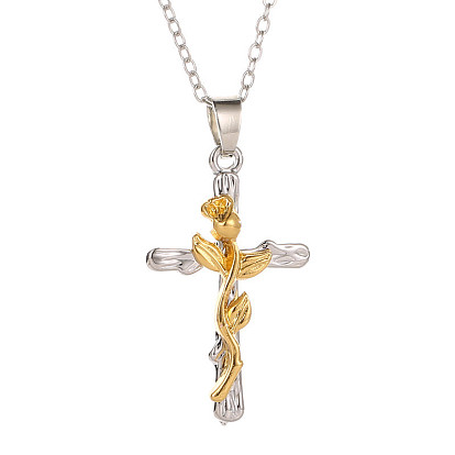 Ожерелья с подвесками из сплава крест и лист