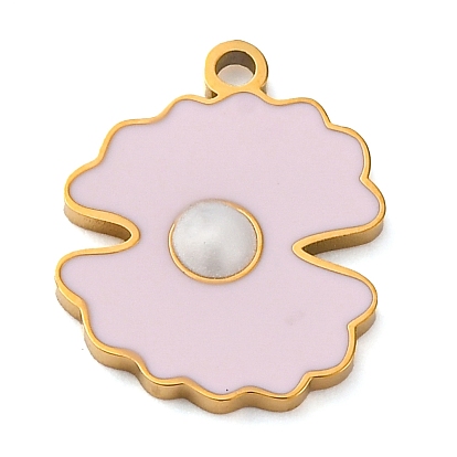 304 нержавеющей стальной эмали подвески, шарм из ракушек, золотые, ионное покрытие (ip)