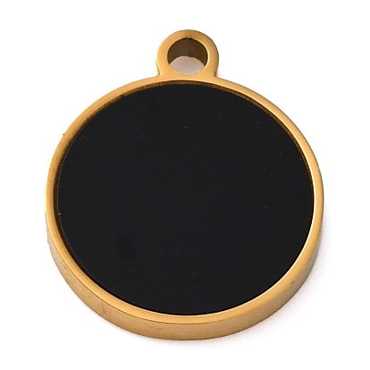 304 из нержавеющей стали шармы эмали, плоский круглый шарм, золотые, ионное покрытие (ip)