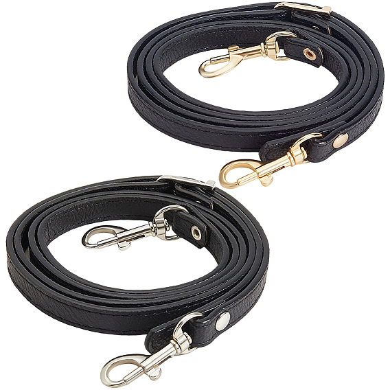 2 шт. 2 цвета: черный, плоские ремни-цепочки из искусственной кожи для сумок, со сплавочной фурнитурой, для замены ремня сумки