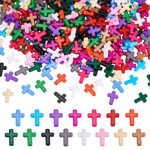 300 шт 15 цвета непрозрачные акриловые бусины, крестик
