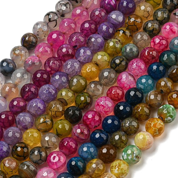 Граненые натуральные драконьи вены агатовые бусины, круглые, окрашенная и подогревом