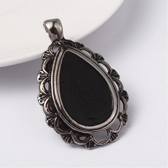 316 большие подвески из хирургической эмали из нержавеющей стали, капля, 51x33x5 мм, отверстие : 5x7 мм