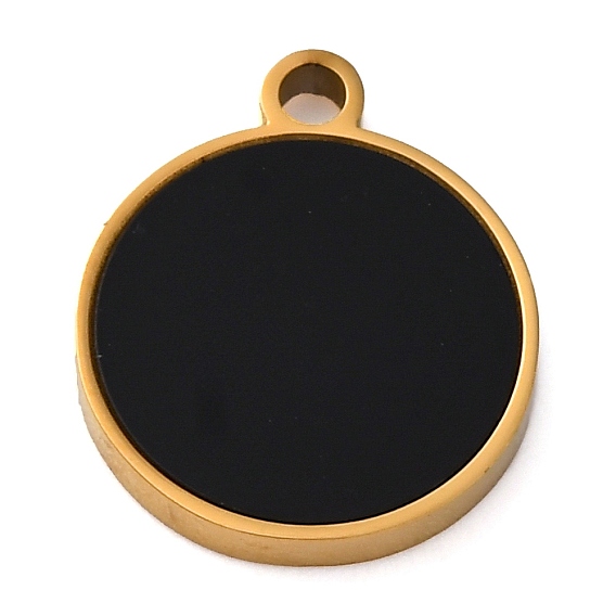 304 из нержавеющей стали шармы эмали, плоский круглый шарм, золотые, ионное покрытие (ip)