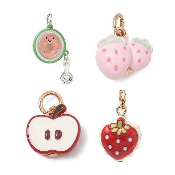 Alloy with Enamel Pendants, Fruits Charms, Golden