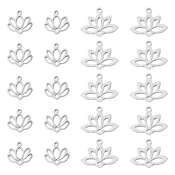 20 шт. 2 стили 304 и 201 подвески из нержавеющей стали, очарование лотоса
