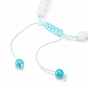 Natural Malaysia Jade & Howlite Braided Bead Bracelets Set with Alloy Tortoise, Gemstone Summer Jewelry for Women